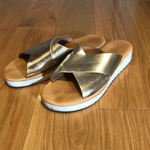 B&B Gold Crossover Greek Leather Sandals Size 41